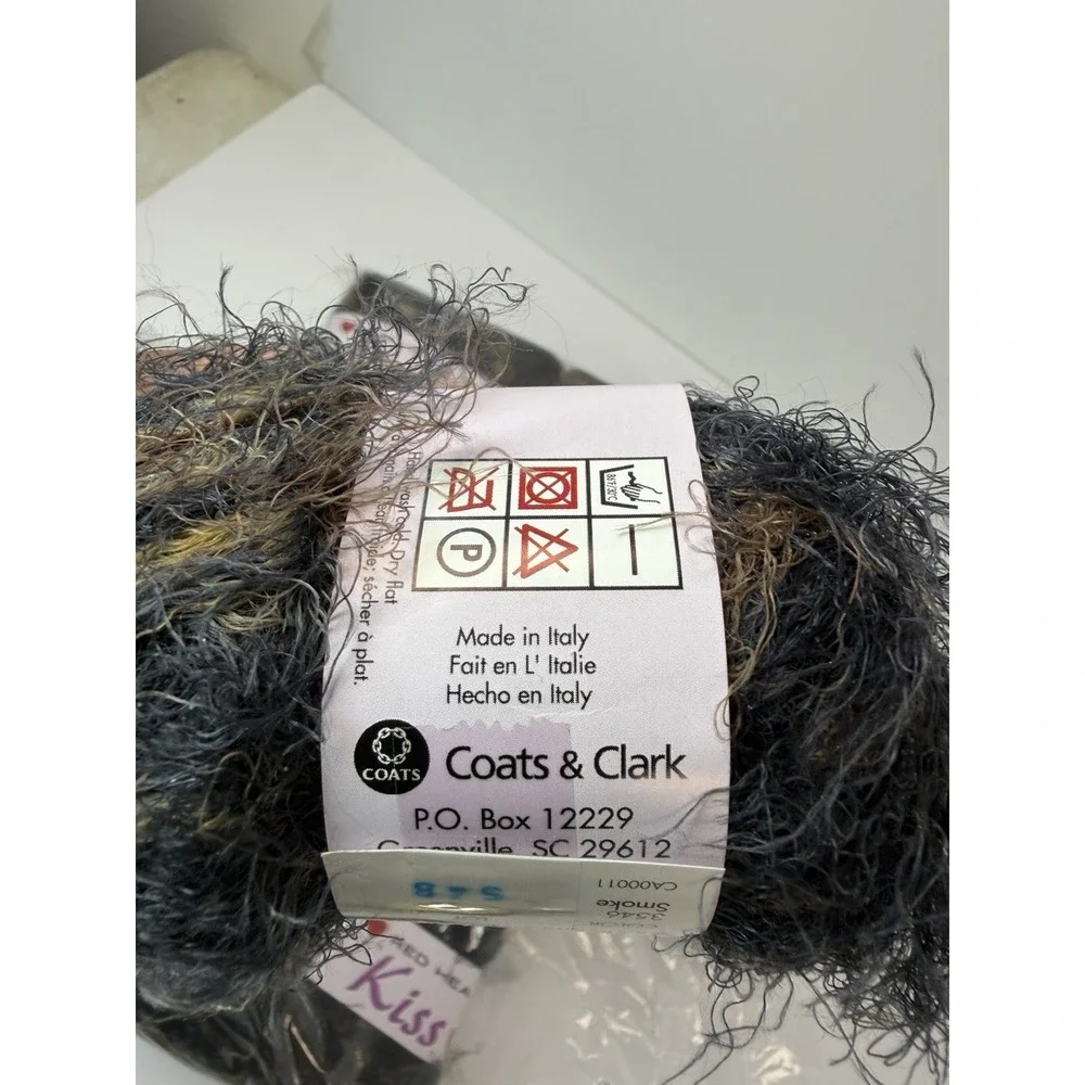 Lot of‎ 12 Skeins Red Heart Kiss Eyelash Yarn Smoke #3546 50g 83 yds Each